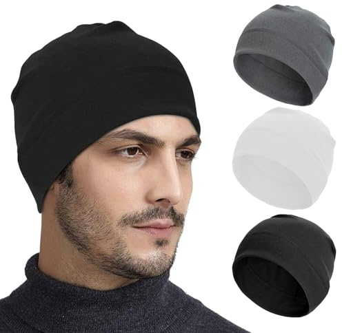 Zouwel 3 Stück Fahrradmütze Unter Helm, Winddichte Fahrradmütze, Polyester Laufmütze für Herren Damen, Winter Warme Dünne Mütze