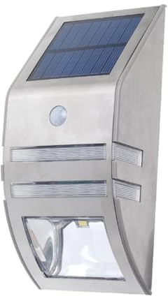 SHINEOFI Applique 3, 2 V Solaire Murale à Détecteur de Mouvement 2-smd | Acier Inoxydable et Plastique, Rechargeable 500 Mah, Design Toutes Saisons, pour Extérieur