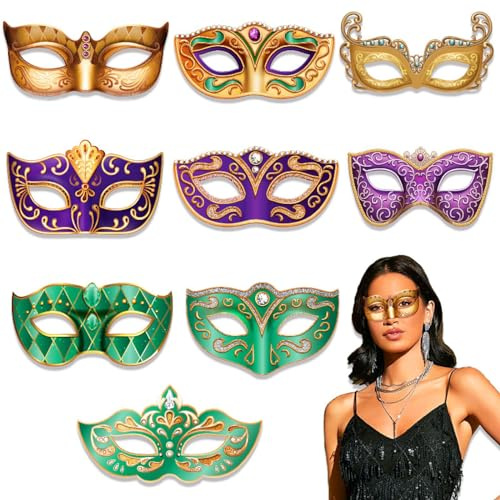 9pcs Karneval Maske, Venezianische Augenmaske, Maskenball, Sexy Maske, Zirkusclowns, Sticker, Geburtstag, Deko