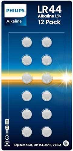 Philips LR44 Batteries 12 Count, Replaces AG13 A76 l1154f 357 303 SR44 AG13 Button Batteries - 1.5v Ultra Alkaline Button Cell Battery, Perfect for Thermometers, Lasers, Watches, Medical Devices.