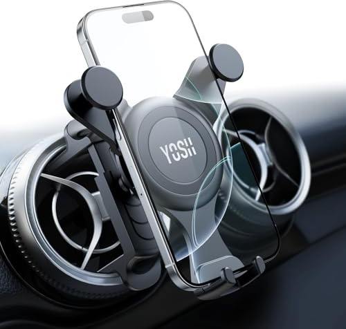 YOSH Mercedes Phone Holder for Mercedes Benz A/C Class A180/200 C180/200/260/300, GLB/GLC, Audi A1, Reinforced Car Phone Holder Spring Clip for Round Air Vent, Circular Vent Cradle for iPhone Samsung