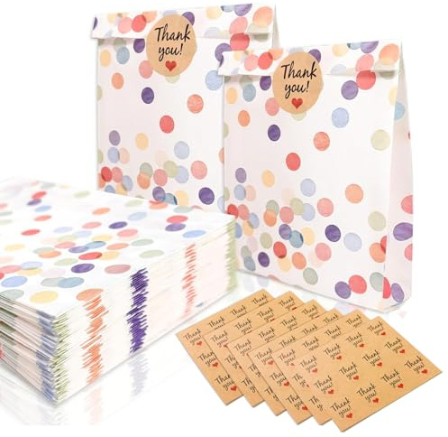 66 Stück Geschenktüten für Kindergeburtstag & Party: Mit 72 Aufklebern, dekorative Papiertüten als tolles Mitgebinde für Feiern wie Hochzeit oder Kinderfeste