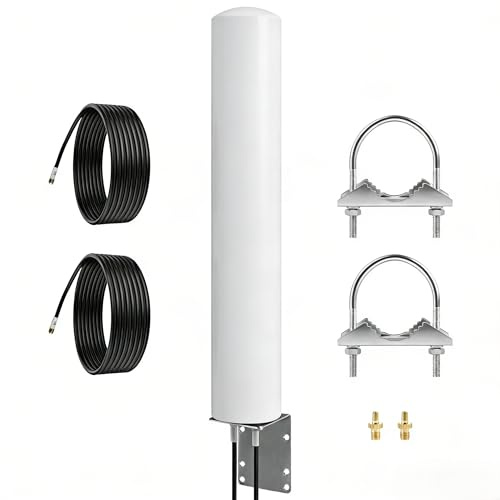 4G LTE 5G Antenne Outdoor Externe Mimo Omnidirektional 600-6000 MHz mit SMA Stecker TS9 Adapter Verstärkung Bis zu 5 dBi 2x5 Meter Kabel passend 5G 3G 4G LTE Router Modem