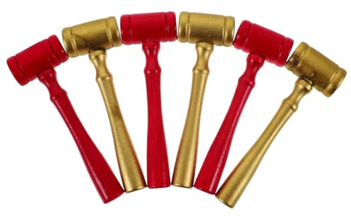 ORFOFE 6pcs Wooden Judge Gavel for Role Play Auction Hammer with Smooth Edges Craftsmanship Dark Red and Gold Courtroom Costume Accessory
