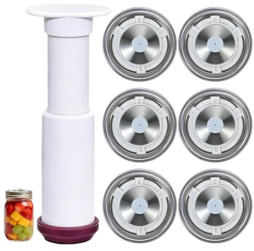 Gardace Mason jar Vacuum Sealer Kit, Wide Mouth Timed Vacuum sealed Mason Jar Lid Set, 304 Stainless Steel Sealing Lids, Food-Grade Preservation, Vacuum Canning Food Storage Lids and Vacuum Pump