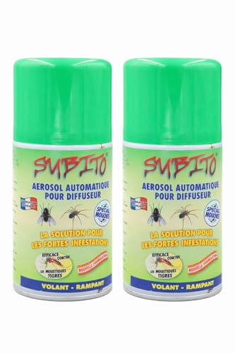 Pyrèthre Puissant Anti Mouches & Anti Moustiques - Lot de 2 - Usage Manuel ou Diffuseur - Effet Immédiat - Insecticide Naturel Vert