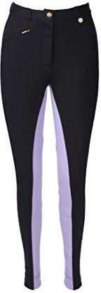 Avon Equine Women's Cotton/Lycra Horse Riding Jodhpurs with Front Pocket Ladies Soft Stretchy Two Tone Jodhpurs Jods Pants