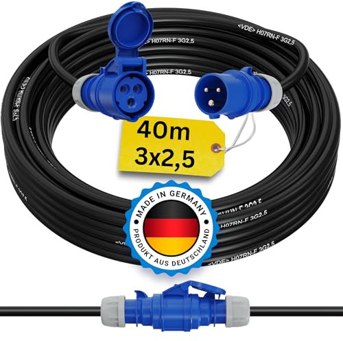 camping kabel 40 meter cee verlängerungskabel 40m außen H07RN-F 3x2,5 PCE strom wohnwagen kabel landstromanschluss wohnmobil caravan adapter verlängerung stromkabel verlaengerungskabel outdoor