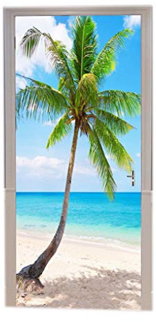 A.Monamour Türtapeten Selbstklebend 3D Tropischer Strand Mit Kokospalme Thailand Koh Lanta Inselnaturlandschaft Türtapete Türposter Tapete 77x200cm
