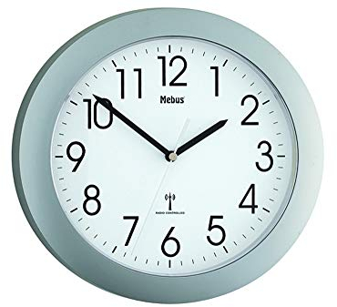 Mebus 52451 Funk-Wanduhr, Silber, Bunt, 25 cm