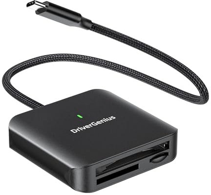 DriverGenius SpeedX CF-I | USB-C 3-in-1 Card Reader (CF-I / SD4.0 / microSD4.0) - High-Speed for Photographers and DSLR Videomakers - Braided Cable 30cm (Metal, HB080)