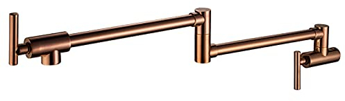 Ksunun Küchenarmatur Wandmontage Küche Spültischarmatur Roségold Messing Topffüller Wasserhahn Kaltwasserarmatur Klappbarer Schwenkarm Gewerblich Bleifrei Armatur Installation Einfach