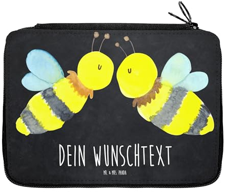 Mr. & Mrs. Panda Personalisierte Federmappe Biene Liebe - Geschenke, Stiftetasche, PersonalisierteS Stifte Etui, mit Namen, Federmäppchen