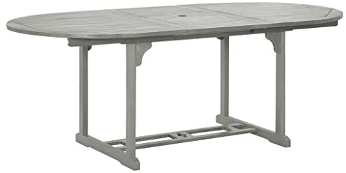Hommdiy Gartentisch Grau 200x100x75 cm Massivholz Akazie