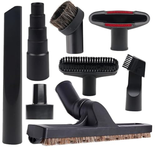 8 Pcs Vacuum Attachments for Shop Vac Accessories - 2 1/2 to 1 1/4 and 1 7/8 to 1 Universal Vacuum Hose Adapter, 1 1/4 Vacuum Floor Brush Attachment Crevice Tool Vacuum Cleaner Accessories