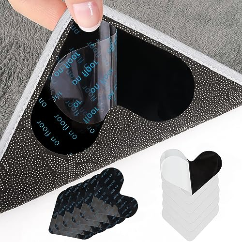 12 Stück Teppich Antirutschunterlage, Doppelseitigem Teppichklebeband, PU Anti Rutsch Teppichunterlage Pads Teppich Stopper, Anti Rutsch Unterlage für Hartholzböden, Teppiche und Matten, Hundedecke