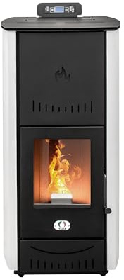STUFE A PELLET ITALIA New York 22 Kw 5 Sterne WiFi | Hydro-Pelletöfen für Heizsystem Zertifizierte Effizienz 93% Heizt 140m² WiFi-Steuerung Autonomie 22 Std 5 Kräfte Programmierbar 24M Garantie Weiß
