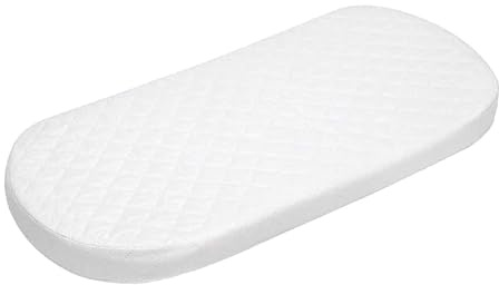 Restorology Baby Moses Basket Mattress, Extra Thick Super Soft Oval Shaped Double Sided Hypoallergenic Mattress Fits Mamas & Papas Mothercare With Removeable Quilted Cover (80 x 40 x 4 cm)