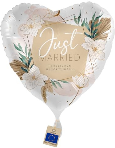 Folienballon Just Married – Herzballon Hochzeit Boho