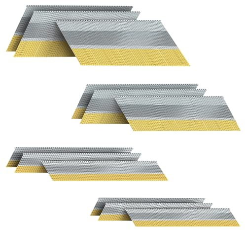 PINOZE Lot de 1200 clous de finition coudés DA de calibre 15, 34 degrés, lot de 1200 (6,3 cm, 5,1 cm, 3,8 cm, 300 par taille), lot de projets galvanisés de tailles assorties, pour cloueuse pneumatique