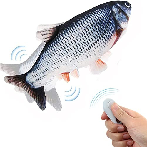Nepfaivy Interaktives Katzenspielzeug Fisch Elektrisch mit Katzenminze | Waschbares Katzen spielzeug Selbstbeschäftigung, Aufladbares Fischspielzeug mit USB-Kabel für Katze zum Spielen Treten