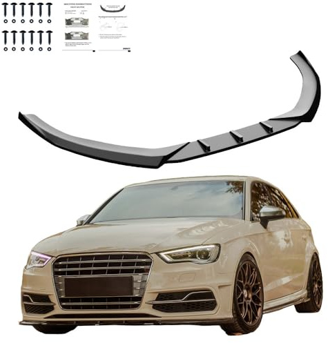 Frontlippe Frontspoiler kompatibel mit AUDI S3 Sportback 8V 2013 bis 2016 mit ABE TÜV Schwarz Glänzend
