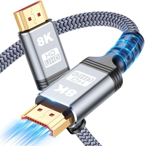 Cavo HDMI 2.1 8K 10K, 1,9 m, 1,5 m, 1,8 m, 3,2 m, 4,3 m, 4,8 m, 4,8 m, certificato ad alta velocità, cavo intrecciato 48 Gbps 4K a 120 Hz 8K a 60 Hz, DTS:X, HDCP 2.2 e 2.3, HDR 10 per Roku TV/PSS 5