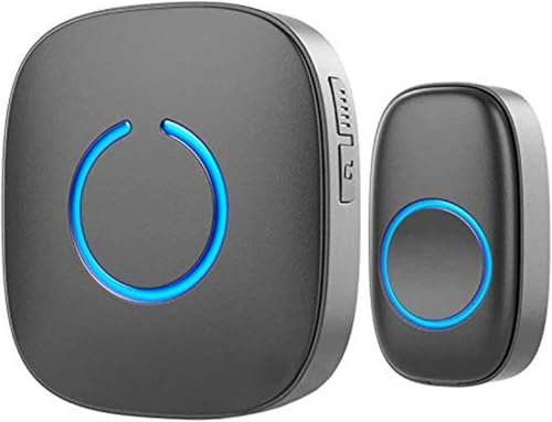 Wireless Doorbell for Home - 1 Push-Button Ringer & 1 Chime Receiver, Battery Operated, 1000 Feet, Cordless Waterproof Door Bells with LED Flash, Matte Black