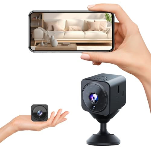 Mini Camera 1080p HD Wireless WiFi Security Camera for Home, Compact Design with Motion Detection, Night Vision, 360° Rotating Magnetic Base, TF Card Storage, Two-Way Audio, Remote View, Easy Setup.
