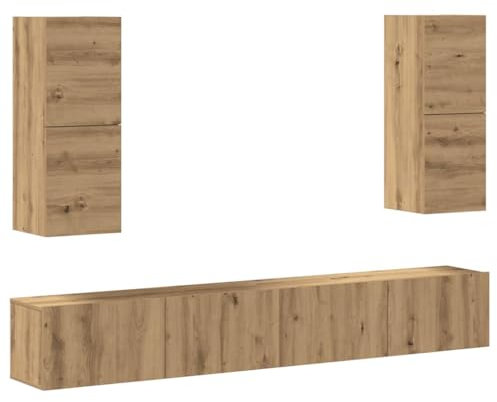vidaXL Ensemble de Meuble TV Mural 4 pcs chêne Artisanal, Meuble TV, Meuble multimédia, Console TV, Meuble HiFi, Centre de Divertissement