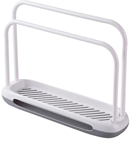 Perchero para toallas de cocina con estante desmontable, organizador de fregadero de baño (plateado)