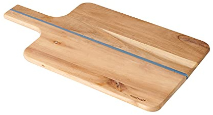 Mastrad – Planche à Découper Pliable en Bois d’Acacia – Taille S 34,5 × 17 cm – Joint Silicone – Découpe & Versement Faciles – Surface Respectueuse des Couteaux – Rangement Compact