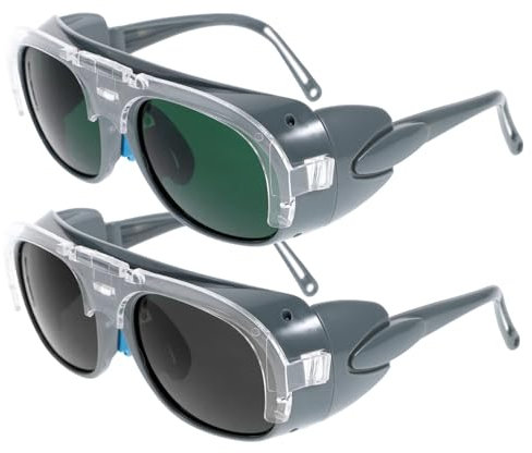 AUTSUPPL 2pcs Safety Welding Glasses and Photoelectric Eye Protector, Anti-dust Splash Resistant Electric Welding Goggles with Black Grey for Industrial Use