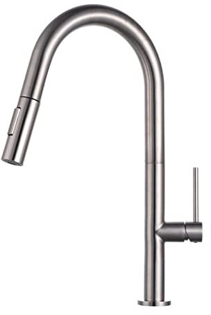 WACEH Faucet Küchenarmatur aus Edelstahl 304 mit herausziehbarer Brause, Einhand-Heiß- und Kaltwasser-Mischbatterie für Küchenspüle, gebürstete Oberfläche (Größe: A) tap