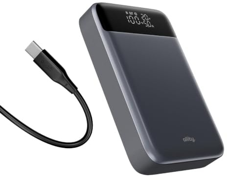 Allity Powerbank Laptop 19200mAh – Batterie Portable USB-C 130W PD/QC, Écran LCD, Design Compact Aluminium Gris, Recharge Smartphones, Tablettes et Ordinateurs Portables