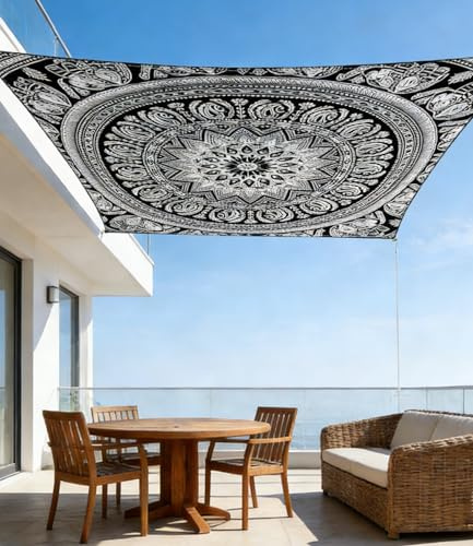 ENEN Sonnensegel Wasserdicht Rechteckig 2 x 2.4 m, Sonnenschutz Wetterschutz Segel Baldachin, Mandala-Druck, Waschbar Sun Shade Sail für Außenbereich, Terrasse, Balkon, Garten