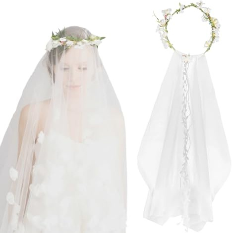 Schleier, Brautschleier, Kranz Kopfschmuck, Schleier für Braut, Hochzeit, Karneval, Mottoparty, Deko - Jga Accessoires