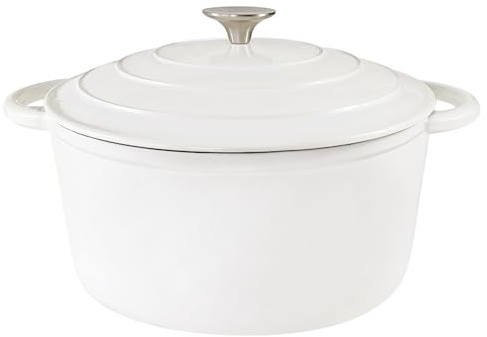 5 Quart Enameled Cast Iron Dutch Oven, Heavy-Duty Round Cookware Pot with Lid and Dual Handles for Sourdough Bread Baking, Braising, Soups and Stews, Used for All Stoves