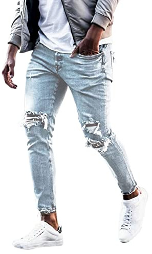 Pantalones desgastados apilados para hombre y hombre, jeans rasgados, ajustados, elásticos, pantalones largos de cintura media, pantalones largos Y2K Punk, ropa de calle, pantalones de mezclilla