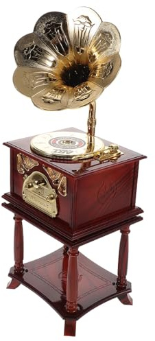 BESPORTBLE Boîte à Musique Vintage de Style Gramophone avec Sculptures Détails pour Décoration de Table Unique pour Amateurs de Musique