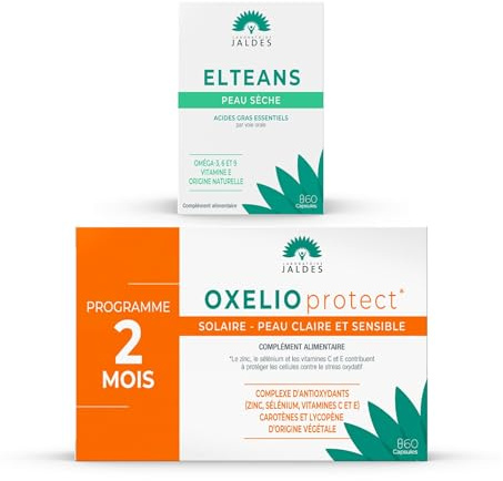 Confezione Preparazione solare - Pelle chiara e sensibile | 1 OXELIO Protect + 1 ELTEANS Capsule | Prepara le pelli sensibili all'esposizione | Laboratorio Jaldes