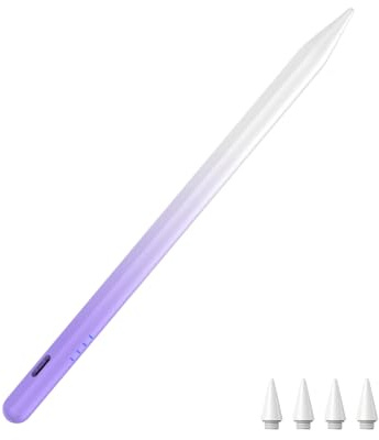 CMARS Stift, Stift für iPad Apple(2018-2026), Schnellladung, Palm Rejection | Neigungssensitivität, Kompatibel mit iPad 6/7/8/9/10/A16,Mini 5/6,Air 3/4/5/M2/M3/M4,Pro 1/2/3/4/5/6/M4/M5-Farbverlauf Lila