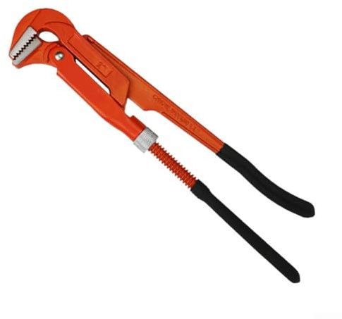 Chiave per tubi regolabile a 90 gradi, resistente, con design angolato, per pompa dell'acqua e spazi ristretti, struttura in acciaio forgiato (2,5 cm)