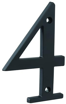 HASWARE 4-Inch Metal Address Numbers for Houses - Black Zinc Alloy Door Sign with Modern Floating Look Rust-Proof Powder-Coated Easy Install 0-9 (Number 4)