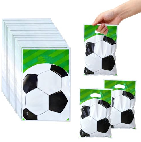 10 st fotbollspresentpåsar, VEINARDYL papper fotboll festväskor för lag, grön fotboll snacksväskor för sport spel dag fest födelsedag gåva godispåsar