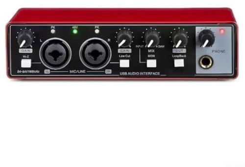 USB-Audio-Interface-Soundkarte mit 48 V – Phantomspeisung für High-Definition-Aufnahmen, Gesang, Computer-Musikproduktion (rot)