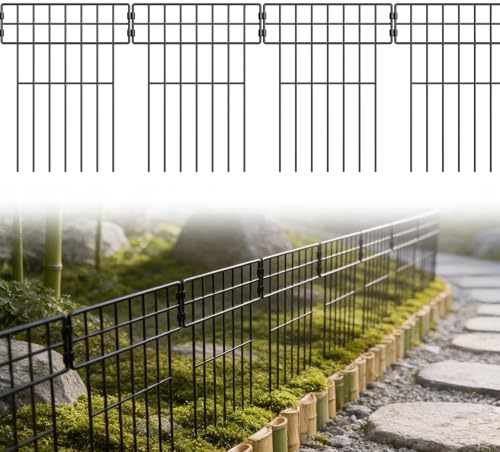 Froadp 25 Stück Dekorativer Gartenzaun aus Metall, Steckzaun für Garten & Beet, Modularer Tierzaun Beetzaun 42 cm (H) x 32 cm (B), Gitterzaun Gesamtlänge 8 m, Zaun zum Stecken, Typ B