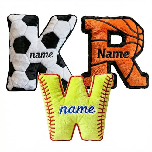 Générique Coussin Personnalisé Peluche Football, Motifs Football, Baseball et Basket-Ball Oreiller Décoratif Moelleux pour Les Amateurs de Sport comme Cadeau d'anniversaire