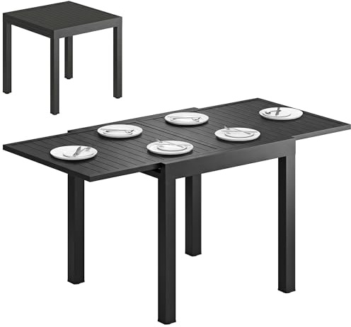 Outsunny Tavolo da Giardino Allungabile per 4-6 Persone 80/160x80 cm Nero