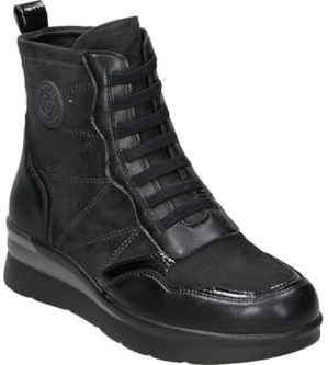 amarpies | Botines con Cuña Mujer – Botines Casual en Color Negro – Botines de Invierno con Cordones Elásticos y Cremallera Lateral – Cuña Baja y Cómoda – Versátiles – Modelo AMD29422